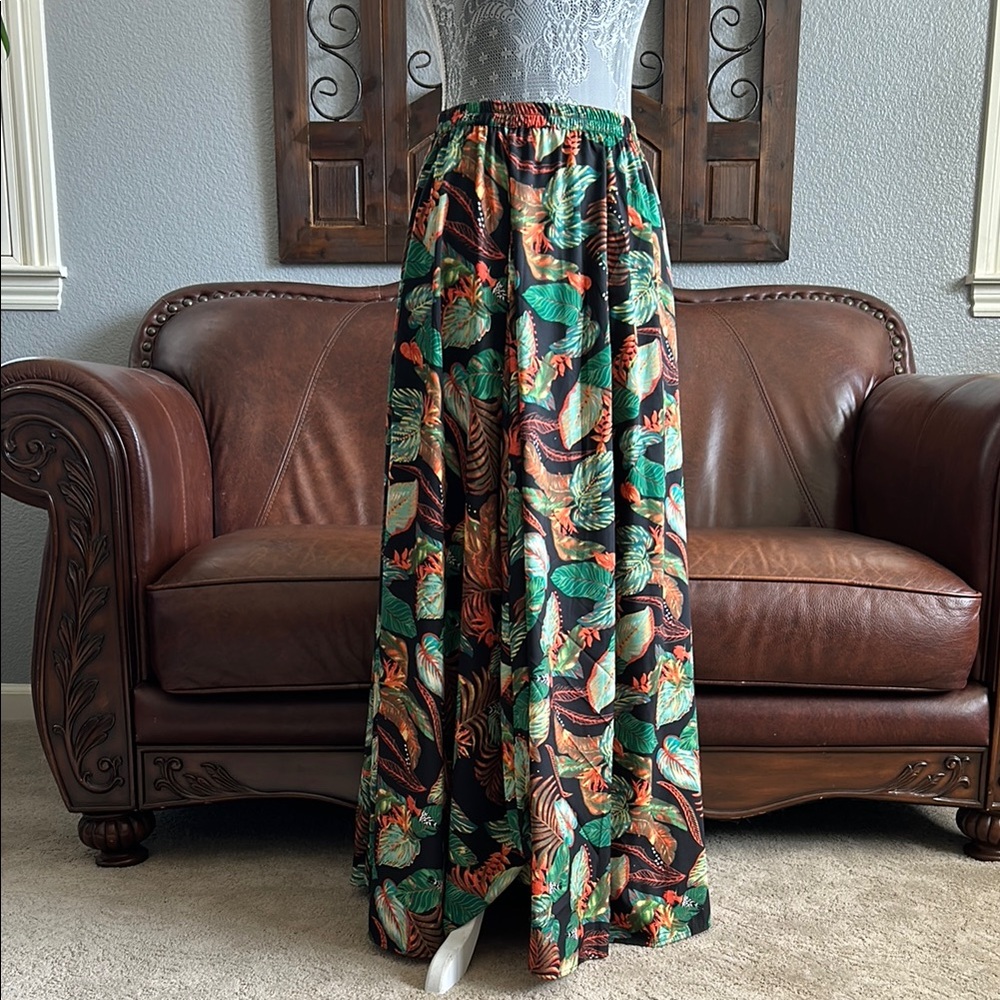 Christian Siriano Tropical Print Maxi Skirt